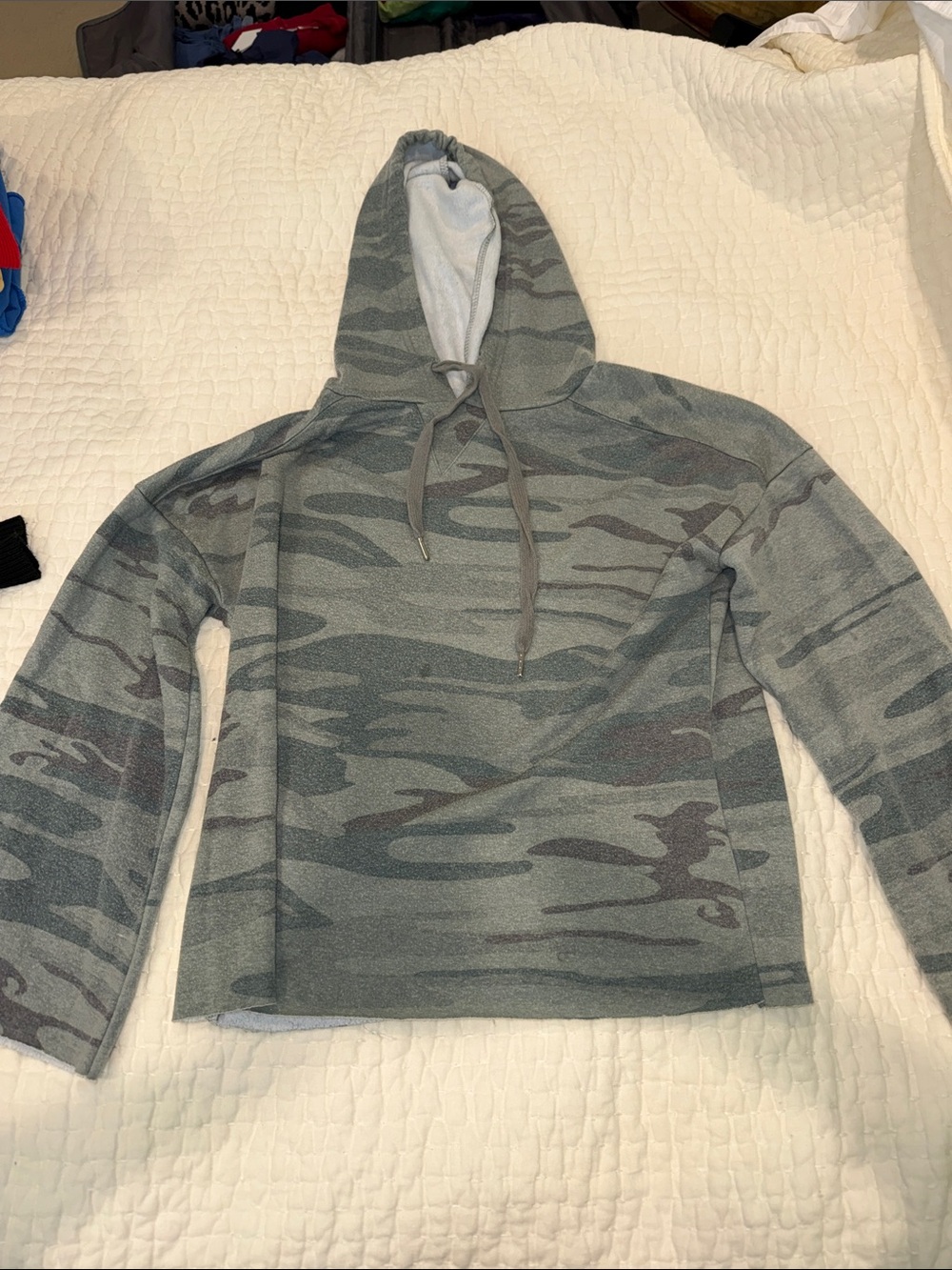 Z Supply Heathered Sage Camo Drawstring Hoodie